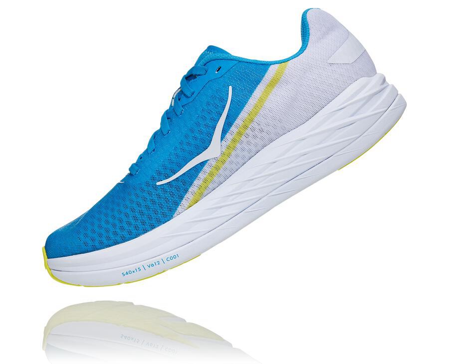 Hoka One One Mens Running Shoes - Rocket X - White/Blue - WDEI21076